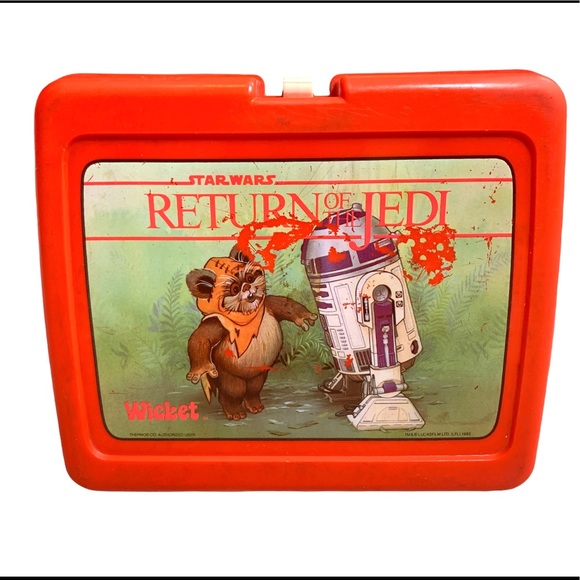 Thermos Other - Star Wars 1983 Return of the Jedi Wicket & R2-D2 Red Plastic Lunch Box